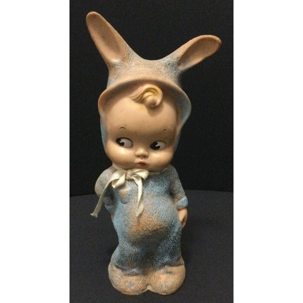 Rare Vintage Dreamland 1956 Blue Bunny Boy Rubber Squeak Toy
